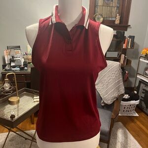 Women's Sleeveless Polo Top golf or tennis - Burgundy